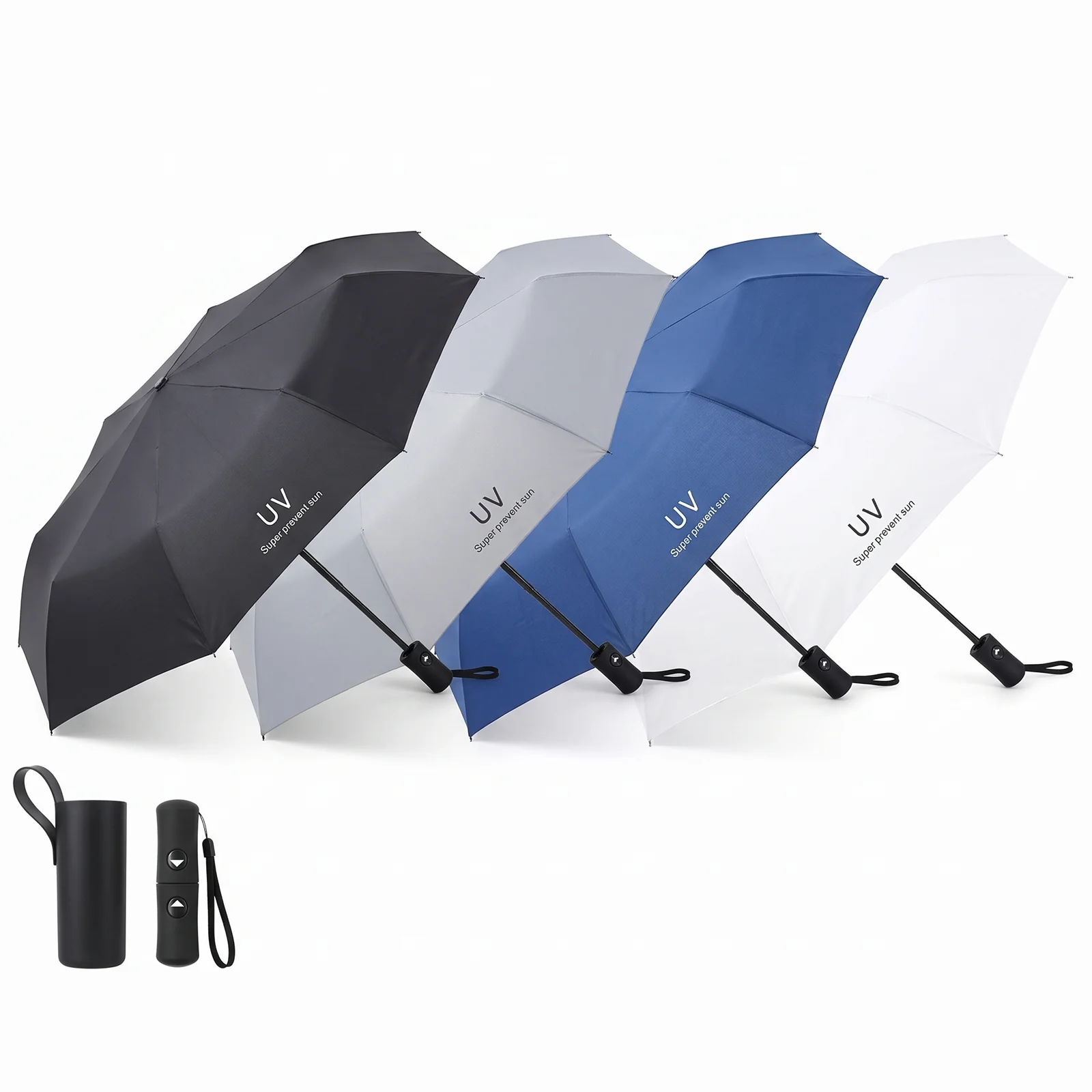 Parapluie mini deluxe 8 panneaux 100cm avec ouverture automatique avec pochette individuelle