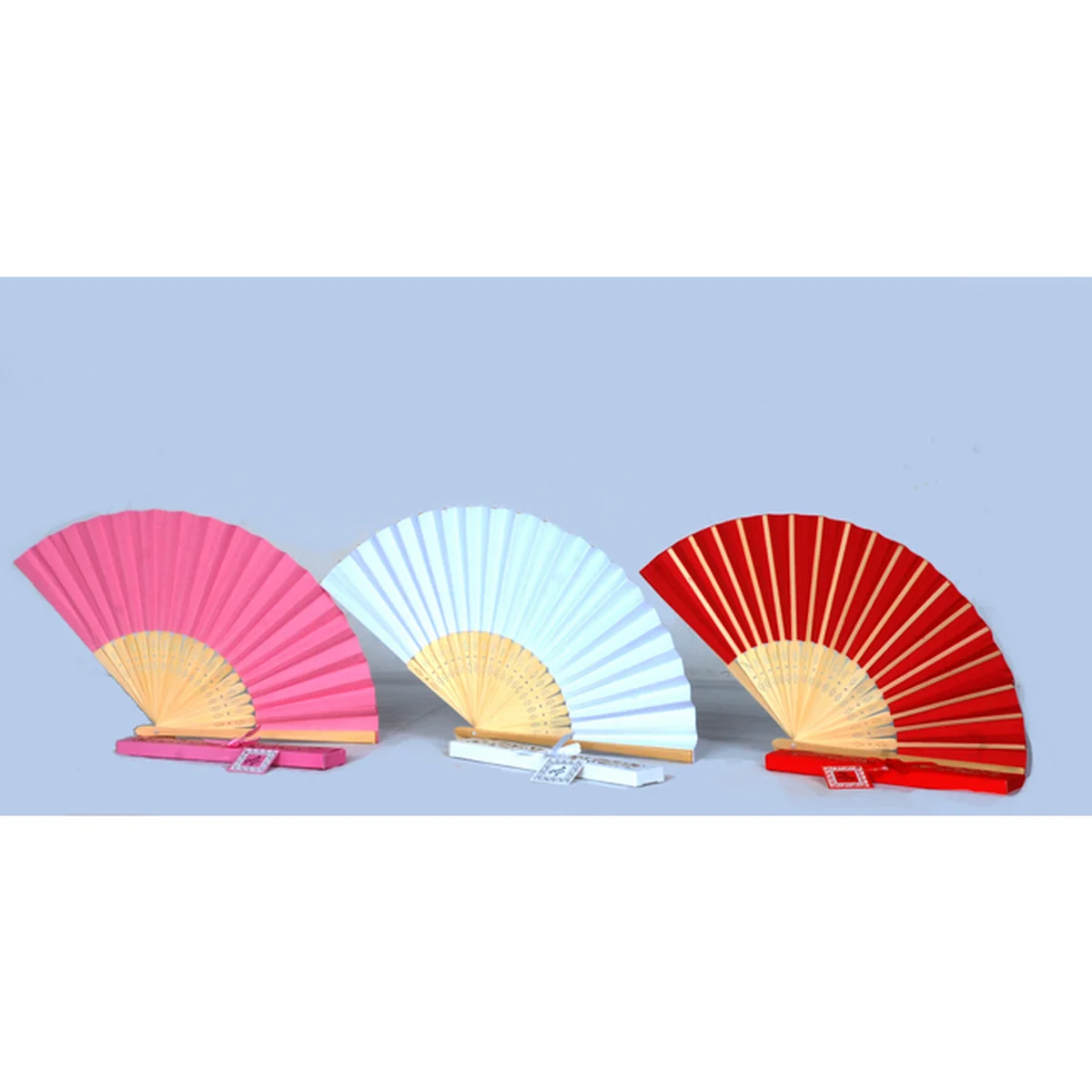 Eventail Bamboo Blanc Avec Boite