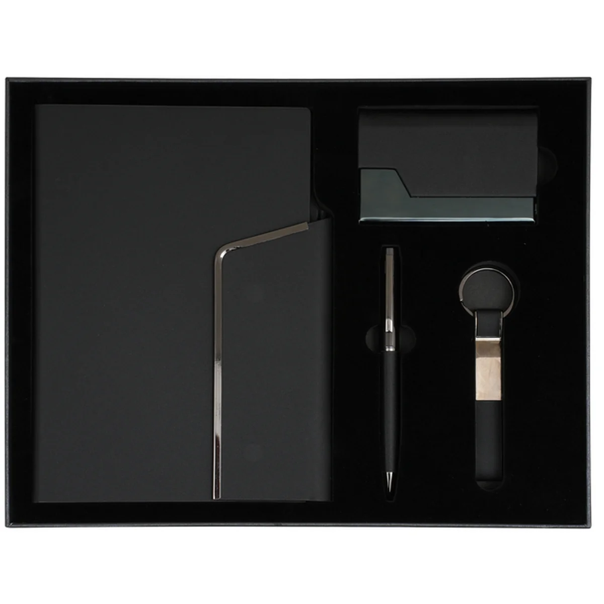 Coffret 4pcs bloc note stylo porte cle et porte carte visite