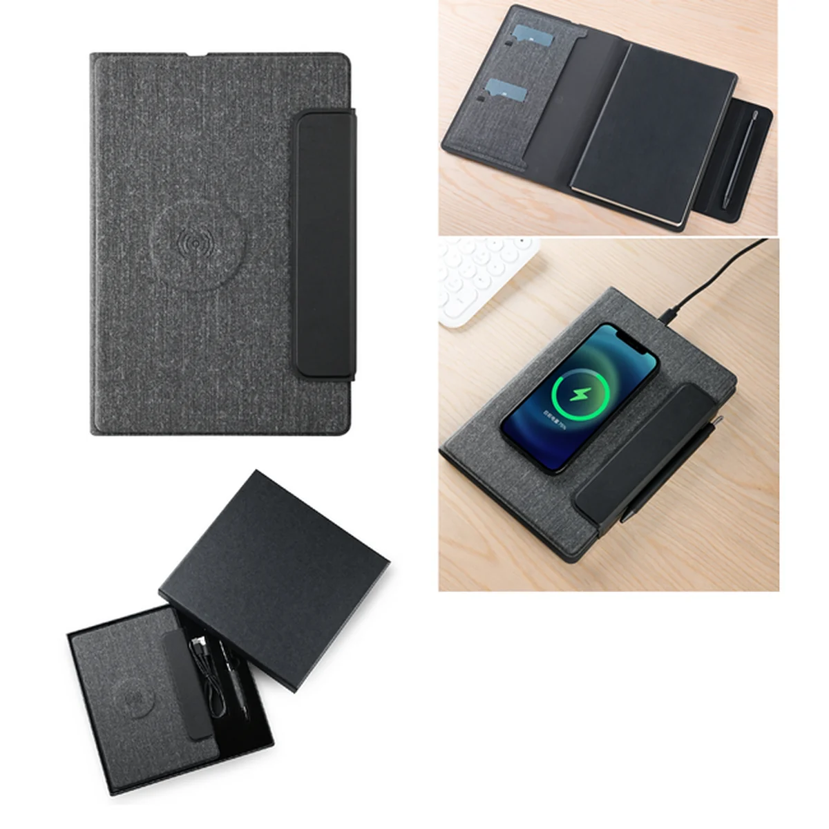 Coffret 2pcs bloc note wireless 15w avec fermeture aimanté et stylo