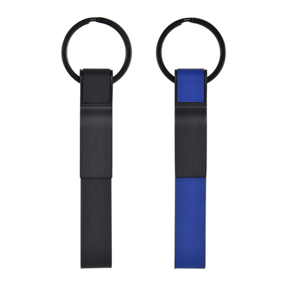 Porte clé simili cuir long avec anneau noir