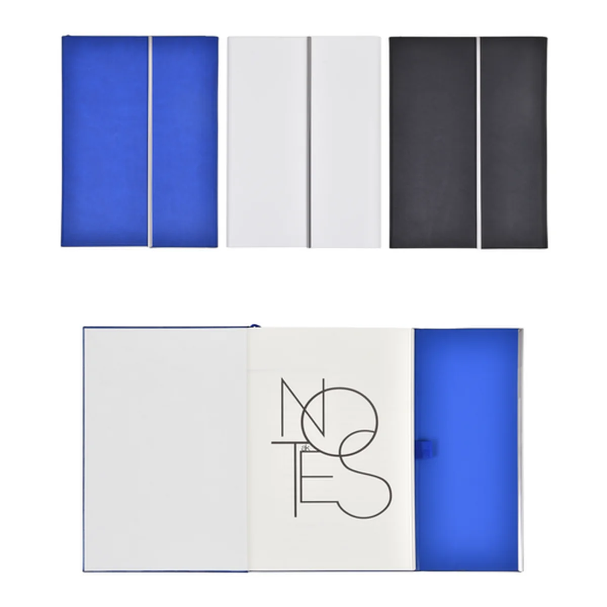 Bloc note cousu rabatable avec fine plaque longue