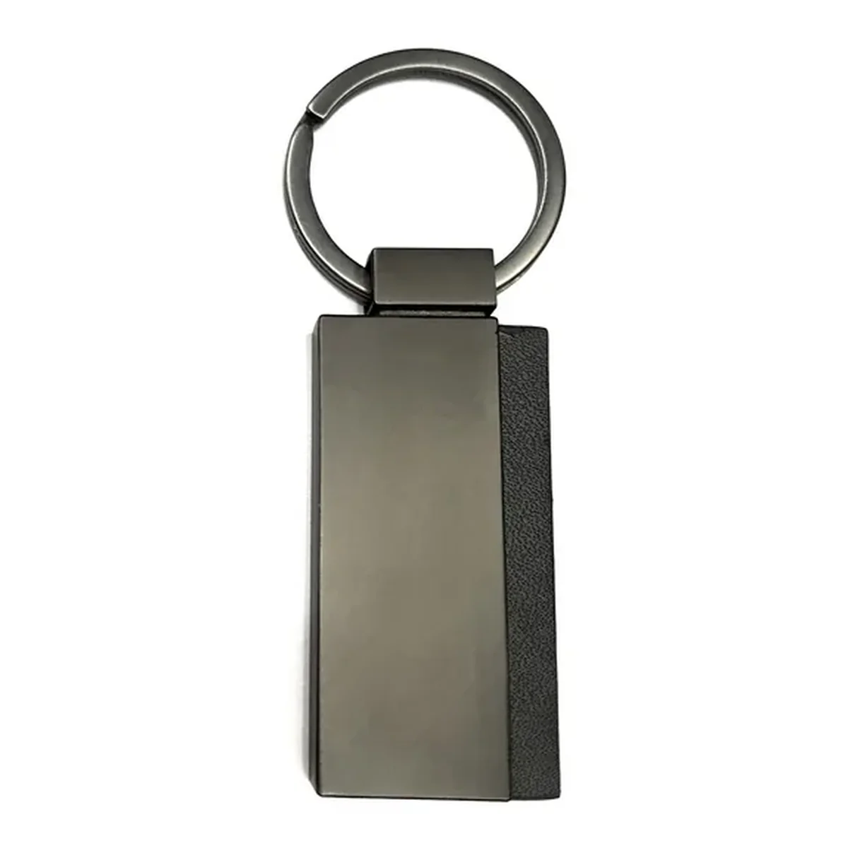 Porte-clés métal rectangulaire personnalisable avec bande latérale en simili