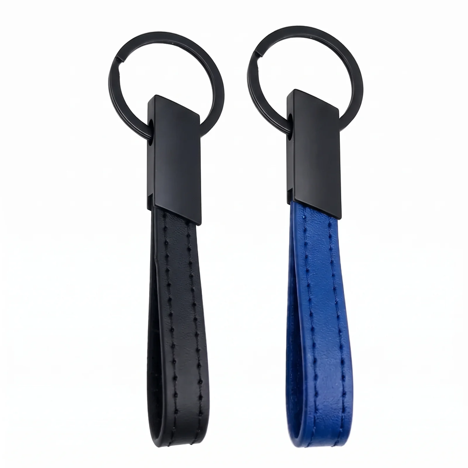 Porte-clés simili long avec plaque en métal personnalisable