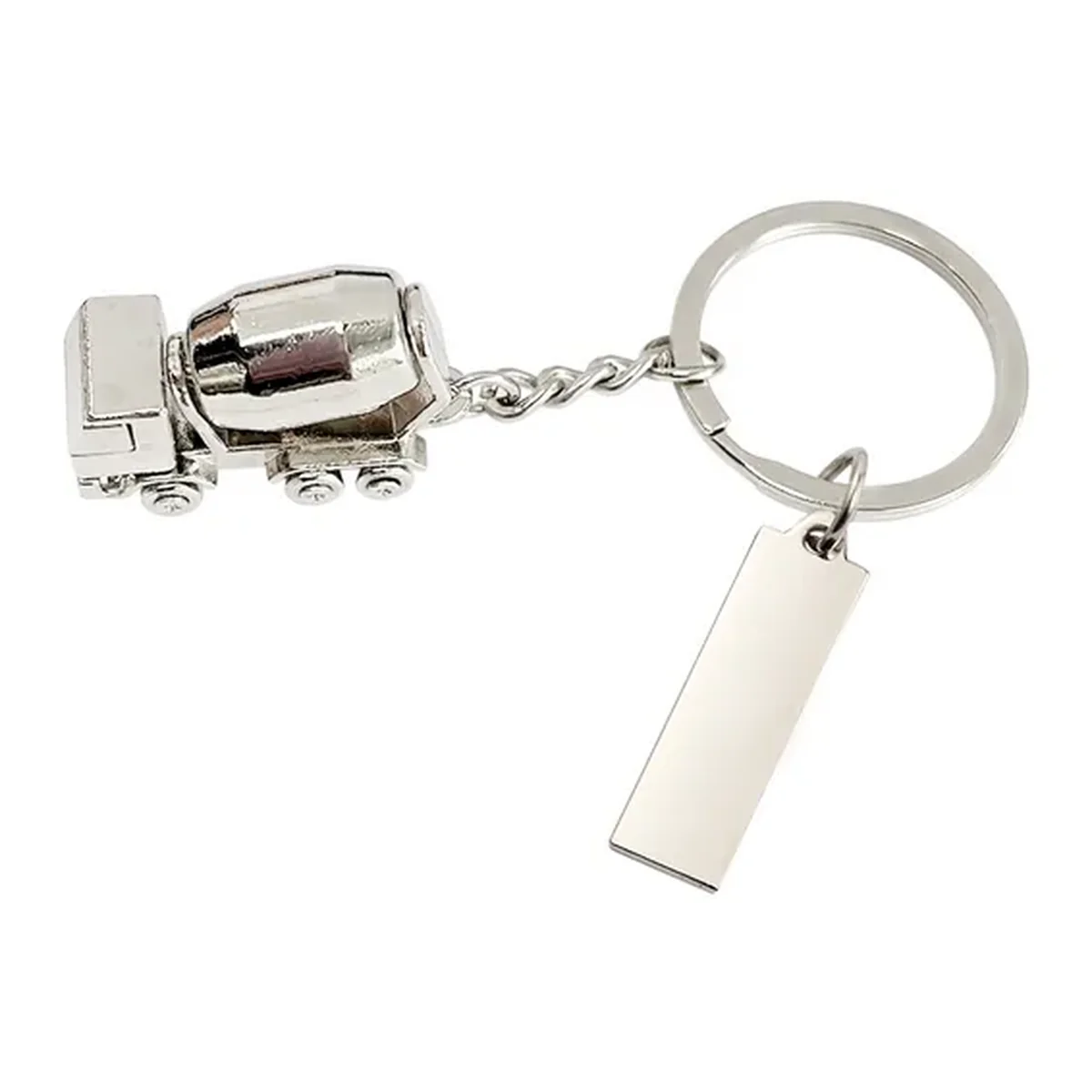 Porte clés métal camion bétonnière avec plaque personnalisable