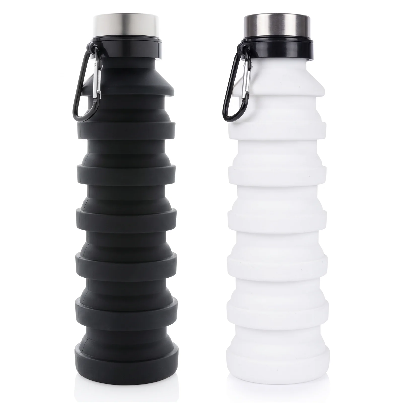 Bouteille en silicone pliable avec mousqueton