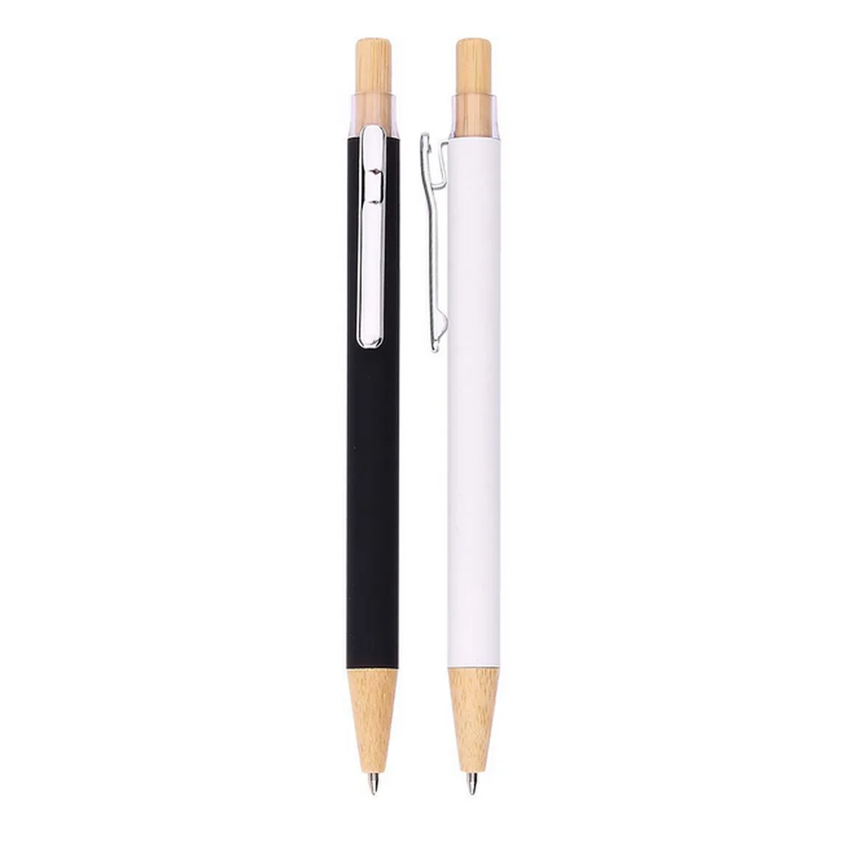 Stylo métal mat soft touch embout en bois