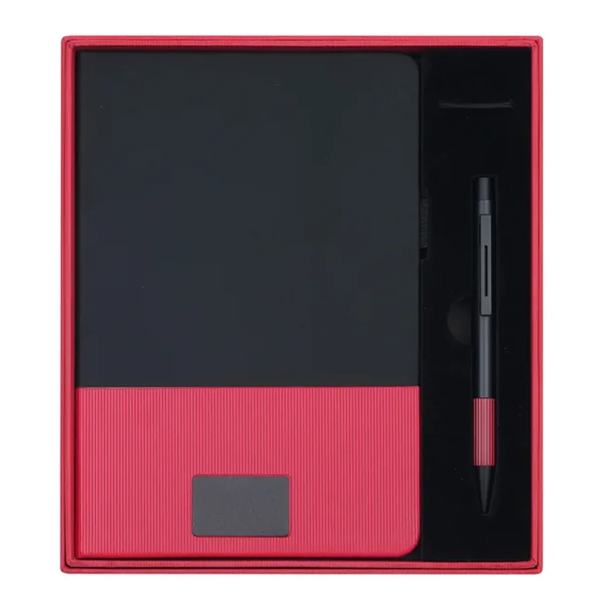 Coffret bloc note A5 et stylo personnalisable avec plaque métallique