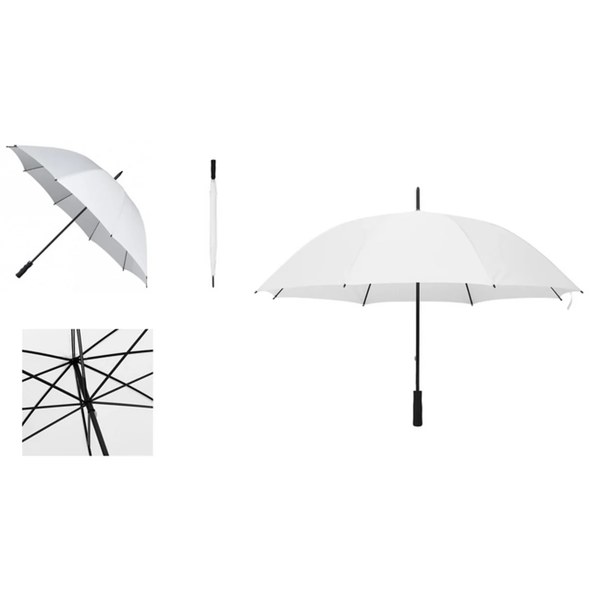 Parapluie golf poignet eponge automatique 8 éléments 70cm blanc