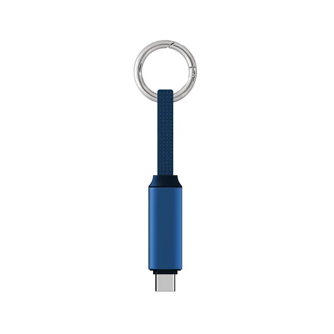 Porte clé câble type C bleu mini personnalisable