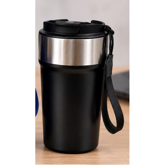 Mug isotherme inox avec anse en tissu personnalisable pour entreprise