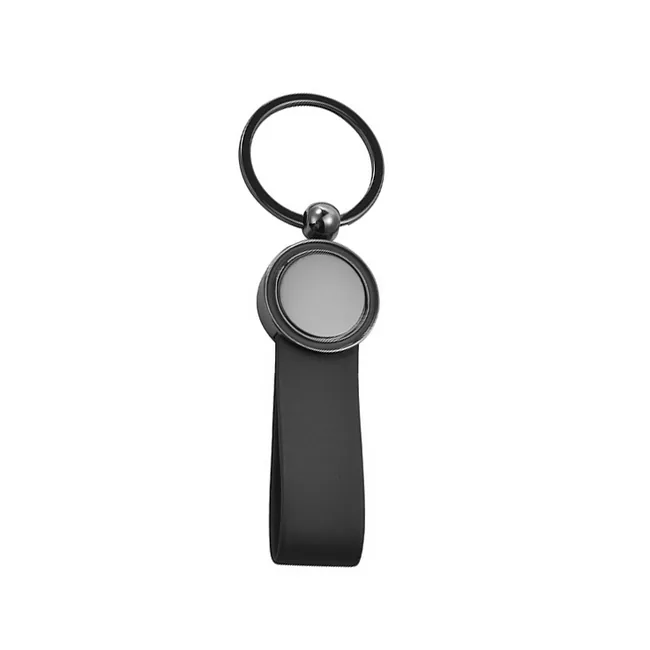 Porte-clés simili personnalisable avec plaque métallique rotative