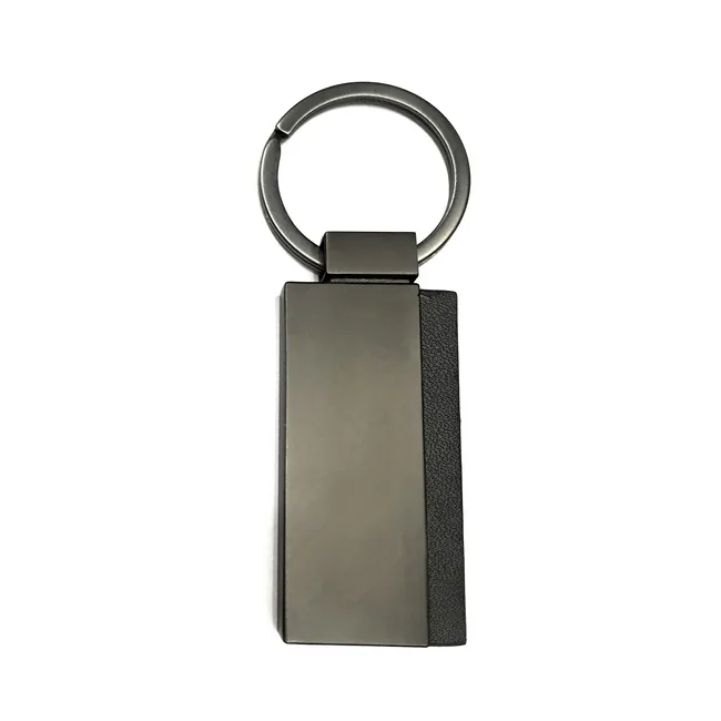 Porte-clés métal rectangulaire personnalisable avec bande latérale en simili