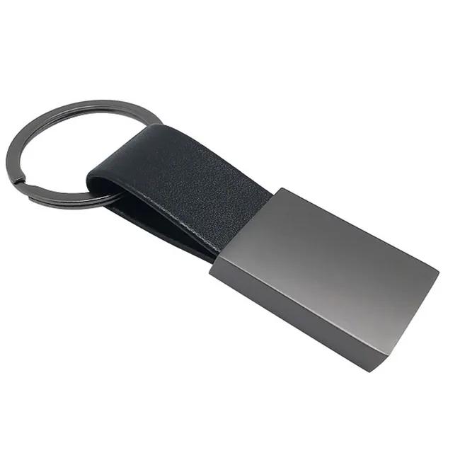 Porte clé simili avec plaque métallique rectangulaire personnalisable