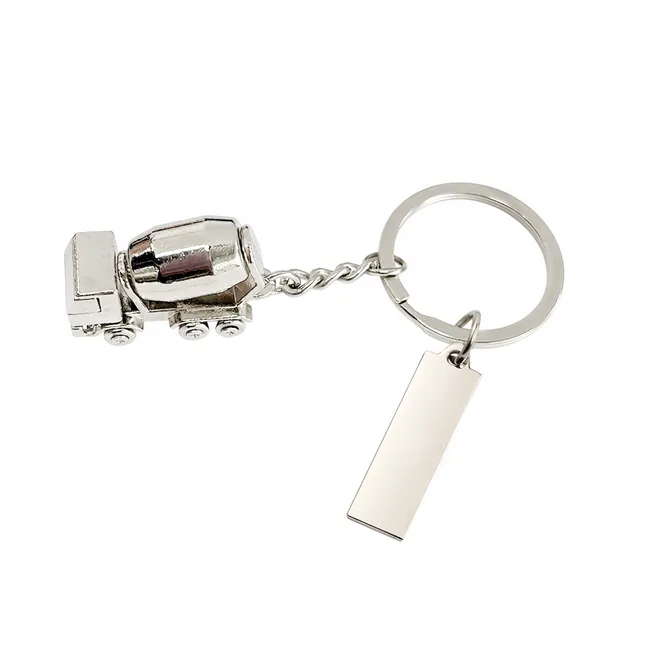 Porte clés métal camion bétonnière avec plaque personnalisable