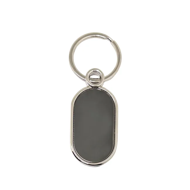 Porte clés métal oval mat personnalisable 2 faces