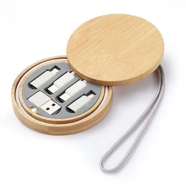 Multicâble en bois rond avec anse personnalisable