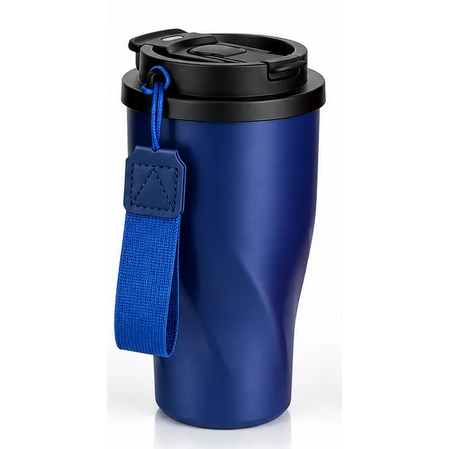 Mug isotherme inox twist avec anse en tissu