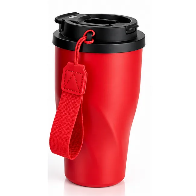 Mug isotherme inox twist avec anse en tissu personnalisable