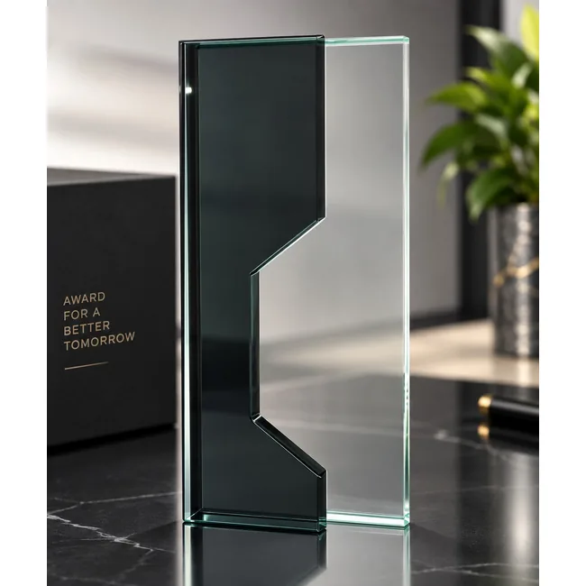 Trophée en cristal rectangulaire 23x10 cm personnalisable